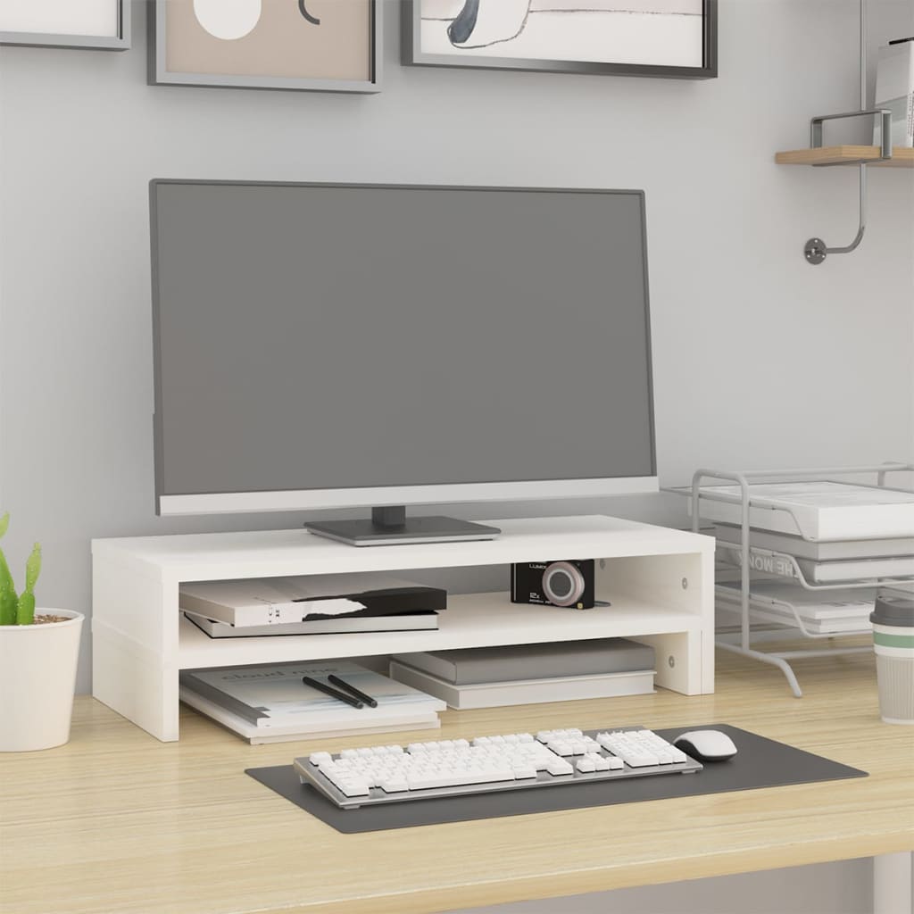 NNEVL Monitor Stand White (52-101)x22x14 cm Solid Wood Pine