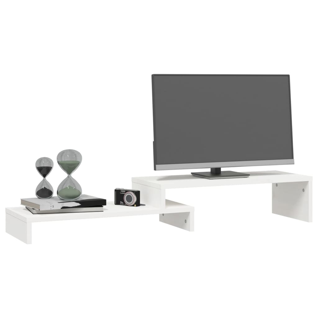 NNEVL Monitor Stand White (52-101)x22x14 cm Solid Wood Pine