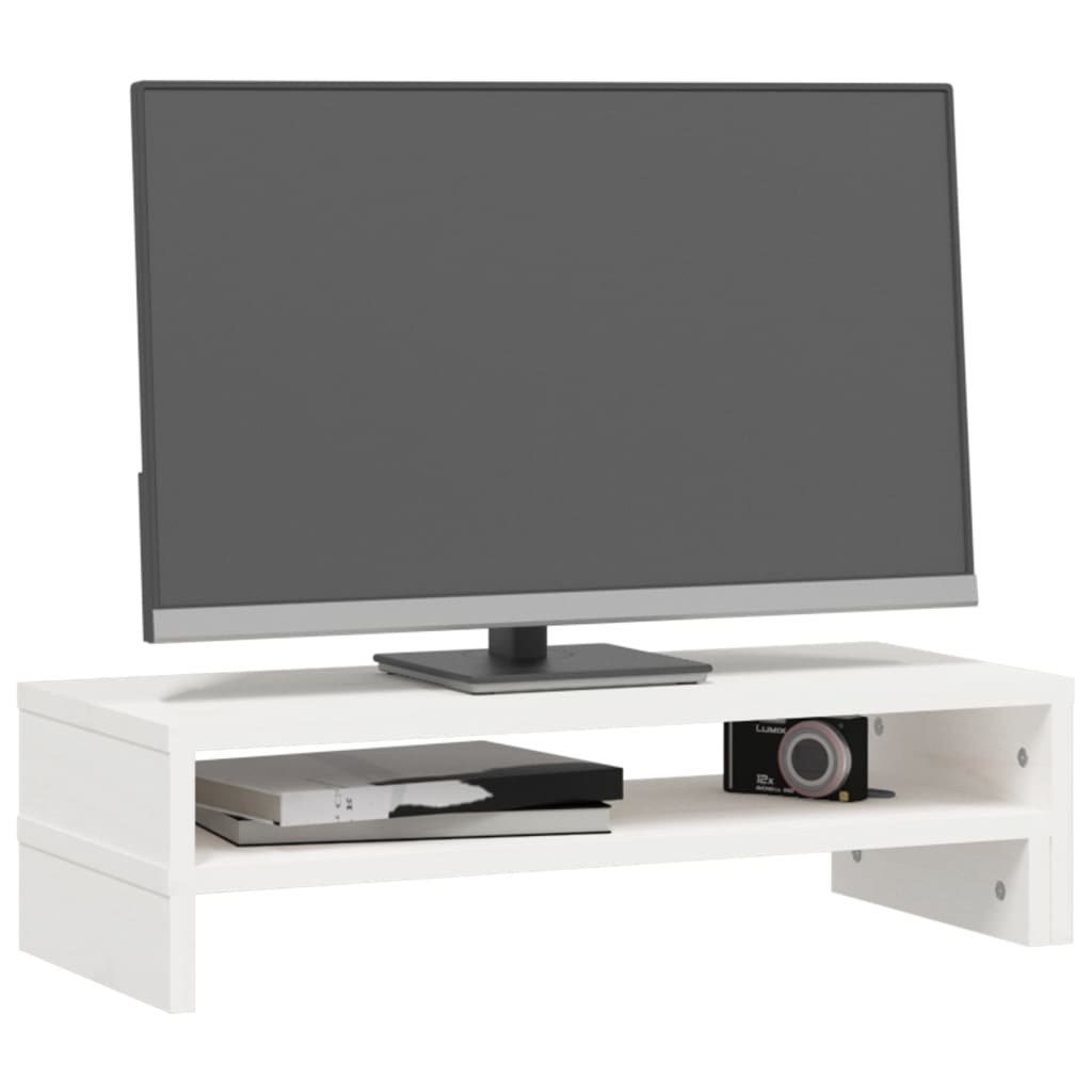NNEVL Monitor Stand White (52-101)x22x14 cm Solid Wood Pine